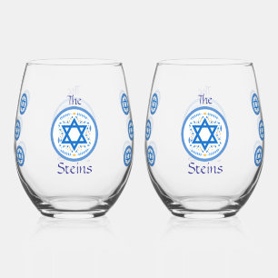 Vaso De Vino Feliz PASCUA Estrella Azul de David NOMBRE