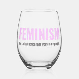 Vaso De Vino Feminismo Vidrio sin Pisos - Negrita y Brillante