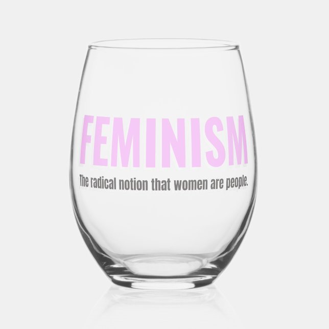 Vaso De Vino Feminismo Vidrio sin Pisos - Negrita y Brillante (Anverso)