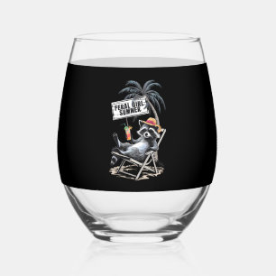 Vaso De Vino Feral Chica Summer Beach Funny Raccoon