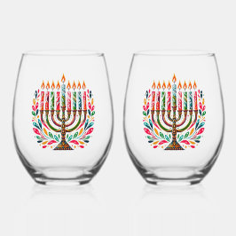 Vaso De Vino Festival de Luces de Hanukkah