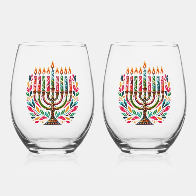 Vaso De Vino Festival de Luces de Hanukkah (Anverso)