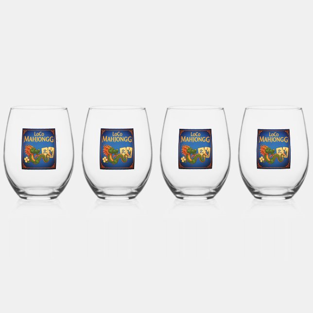 Vaso De Vino Festive LoCo Mah Jongg Wine Glasses (Anverso)