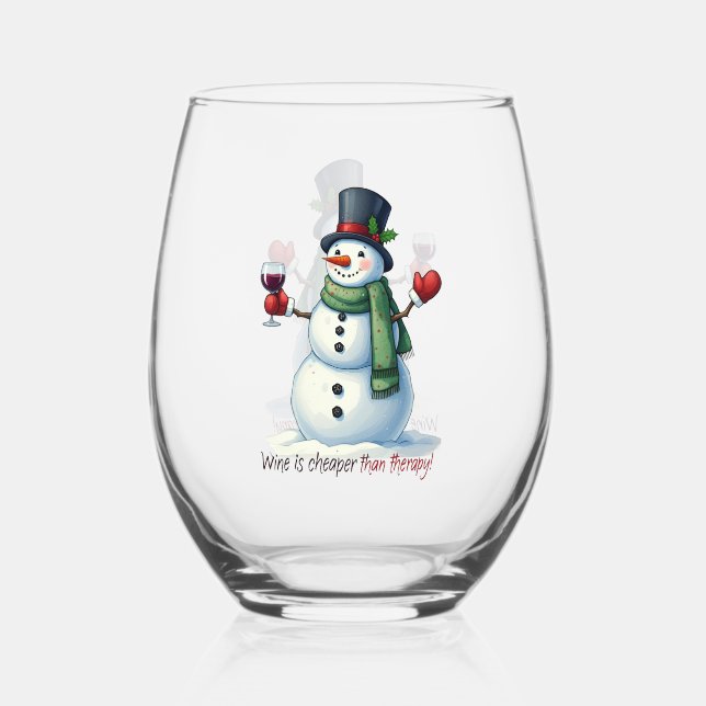 Vaso De Vino Festividad de nieve de Navidades divertidos (Anverso)