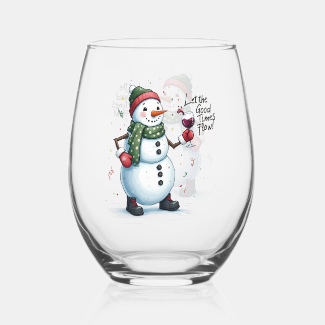 Vaso De Vino Festividad de nieve de Navidades divertidos (Anverso)