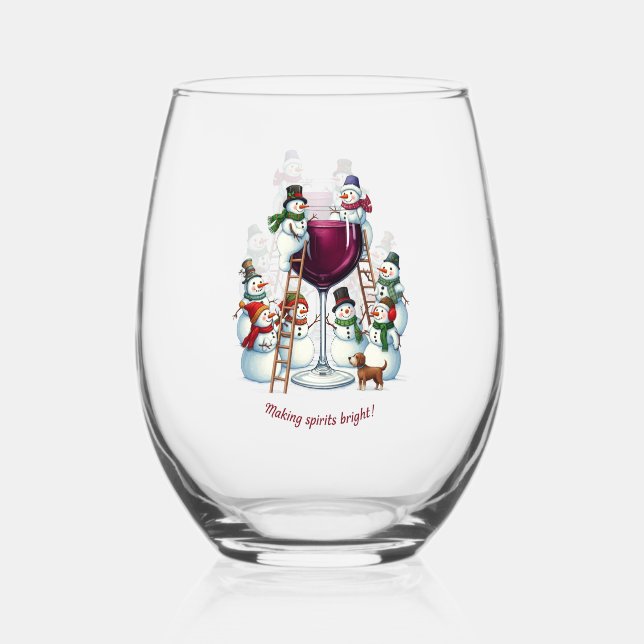 Vaso De Vino Festividad de nieve de Navidades divertidos (Anverso)