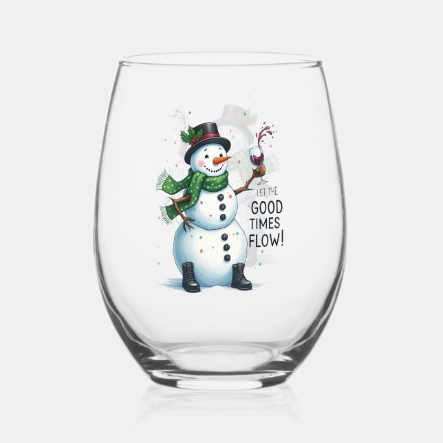 Vaso De Vino Festividad de nieve de Navidades divertidos (Anverso)