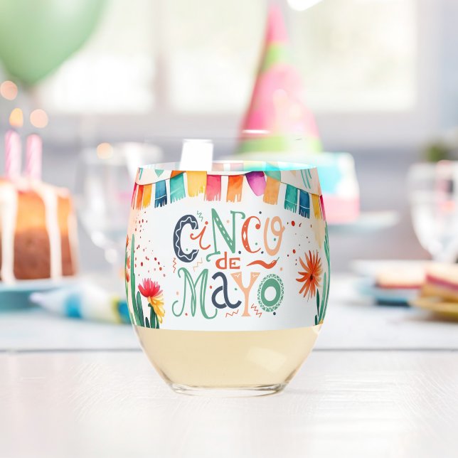 Vaso De Vino Fiesta Cinco De Mayo (Insitu (Cumpleaños))