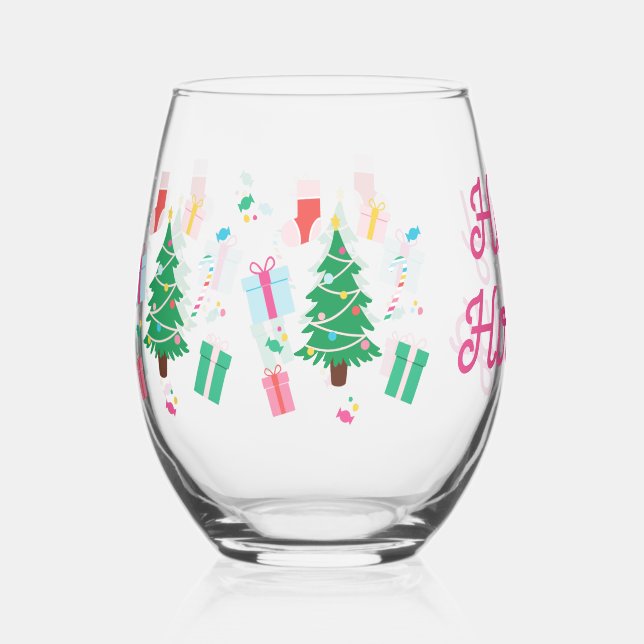 Vaso De Vino Fiesta de árbol de navidad precoz (Anverso)