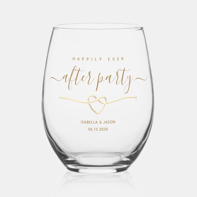 Vaso De Vino Fiesta de Boda Después de Siempre (Anverso)