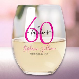 Vaso De Vino Fiesta de cumpleaños 60 moderna sesenta y fabulosa