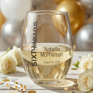 Vaso De Vino Fiesta de cumpleaños moderna sesenta y fabulosa en