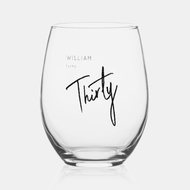 Vaso De Vino Fiesta de cumpleaños número 30 treinta treinta (Anverso)