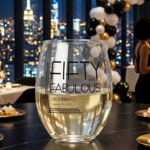 Vaso De Vino Fiesta de cumpleaños número 50 moderna y fabulosa 