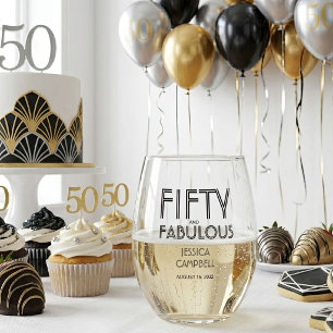 Vaso De Vino Fiesta de cumpleaños número 50 moderna y fabulosa