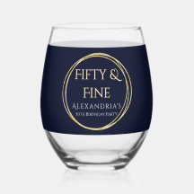 Fiesta de cumpleaños número 50 Navy Gold Fifty and