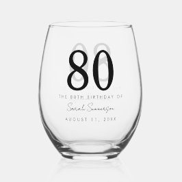 Vaso De Vino Fiesta de cumpleaños número ochenta 80