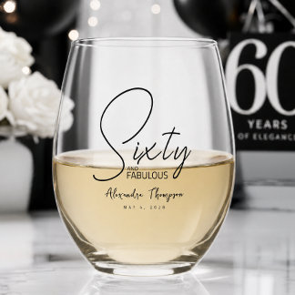Vaso De Vino Fiesta de cumpleaños sesenta moderna y fabulosa en