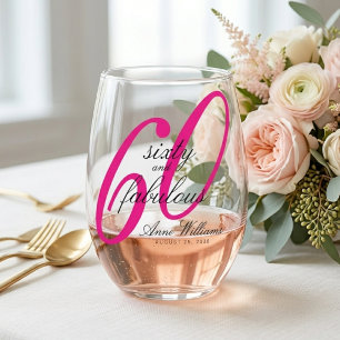 Vaso De Vino Fiesta de cumpleaños sesenta y fabulosa moderna ro
