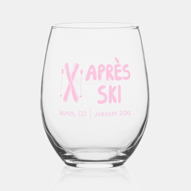 Vaso De Vino Fiesta de Despedida de Soltera Después de Esquiar (Anverso)