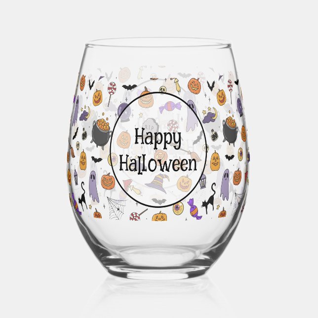 Vaso De Vino Fiesta de Halloween (Anverso)