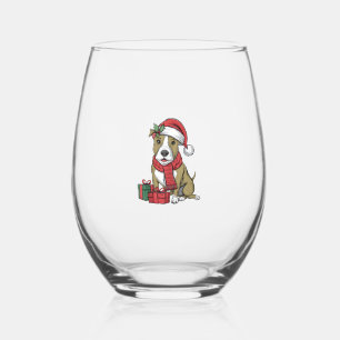 Vaso De Vino Fiesta de Navidad Decoración Perro de Pitbull