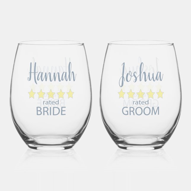 Vaso De Vino Fiesta de novias y bodas 5 Estrellas de novia y no (Anverso)