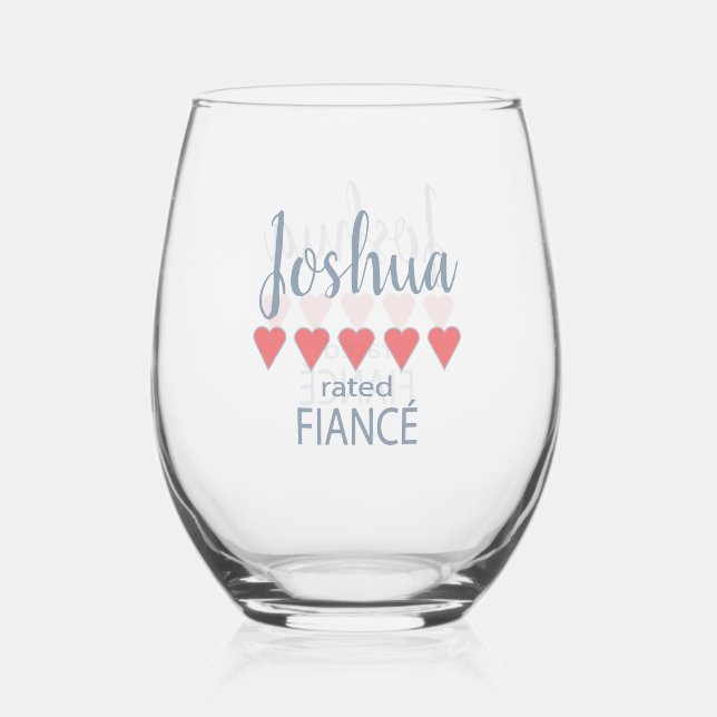 Vaso De Vino Fiesta de novias y bodas 5 Heart Fiance (Anverso)