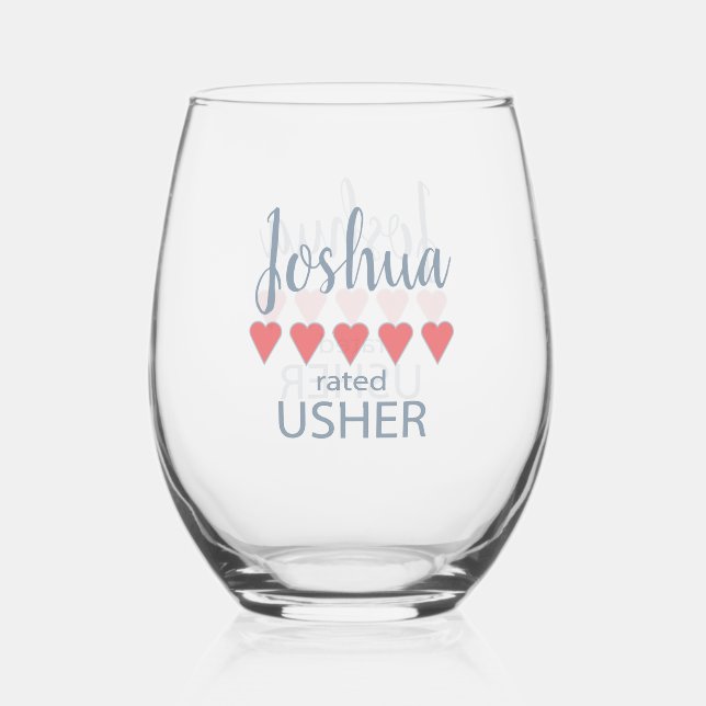 Vaso De Vino Fiesta de novias y bodas 5 Heart Usher (Anverso)
