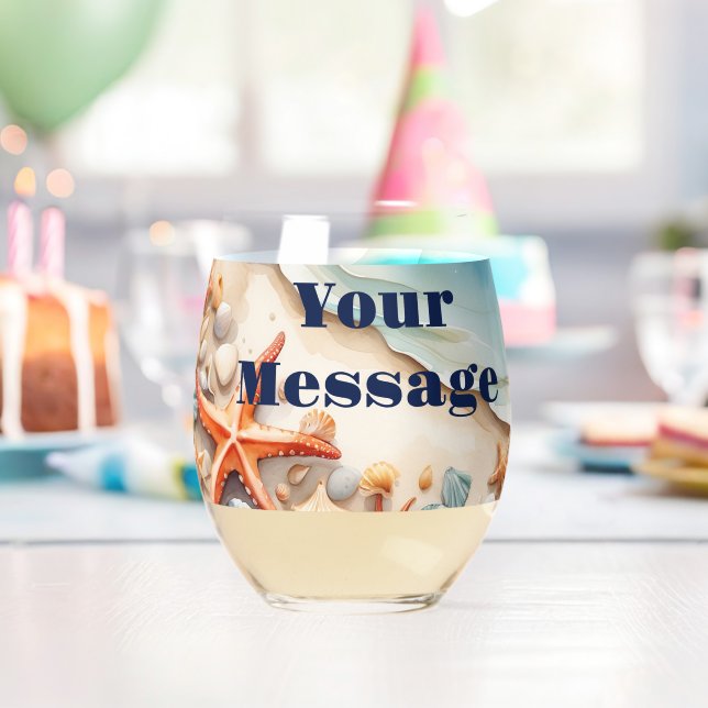 Vaso De Vino Fiesta de Seashore Bliss Beach (Insitu (Cumpleaños))