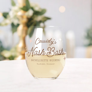 Vaso De Vino Fiesta de Soltera Nash Bash Estrellas Retro Rosada