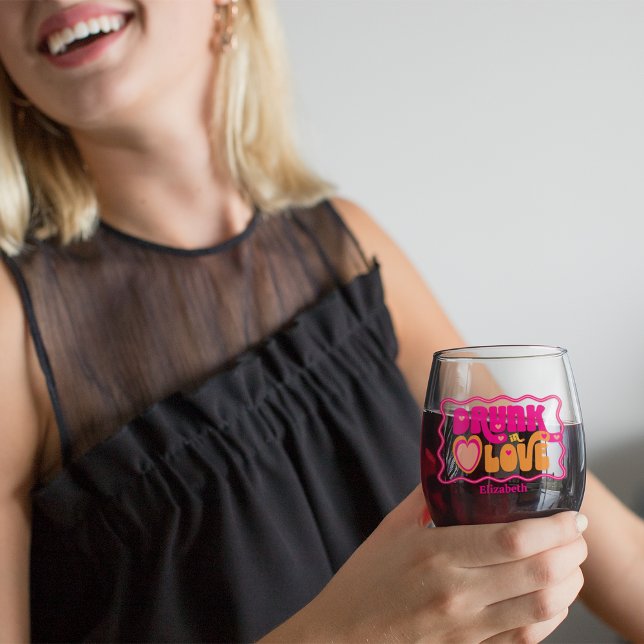 Vaso De Vino Fiesta de Soltera Retro Borracha de Amor (Subido por el creador)