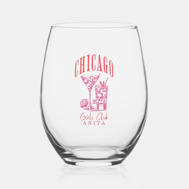 Vaso De Vino fiesta de soltería de chicago illinois (Anverso)