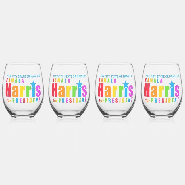 Vaso De Vino Fiesta personalizado de la Moda Kamala Harris Prid (Anverso)