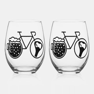 Vaso De Vino Fiets met bierglas. Flesopener icoon