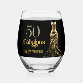 Vaso De Vino Fifty and Fabulous Gold Dress Black 50th Birthday