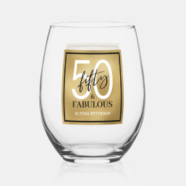 Vaso De Vino Fifty and Fabulous Script 50th Birthday