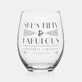 Vaso De Vino Fifty & Fabulous Chic Art Deco 50th Birthday