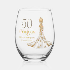 Vaso De Vino Fifty Fabulous Gold Dress Diamonds 50th Birthday