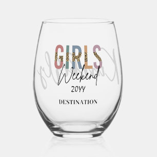 Vaso De Vino Fin de semana de chicas estampado de guepardo esca