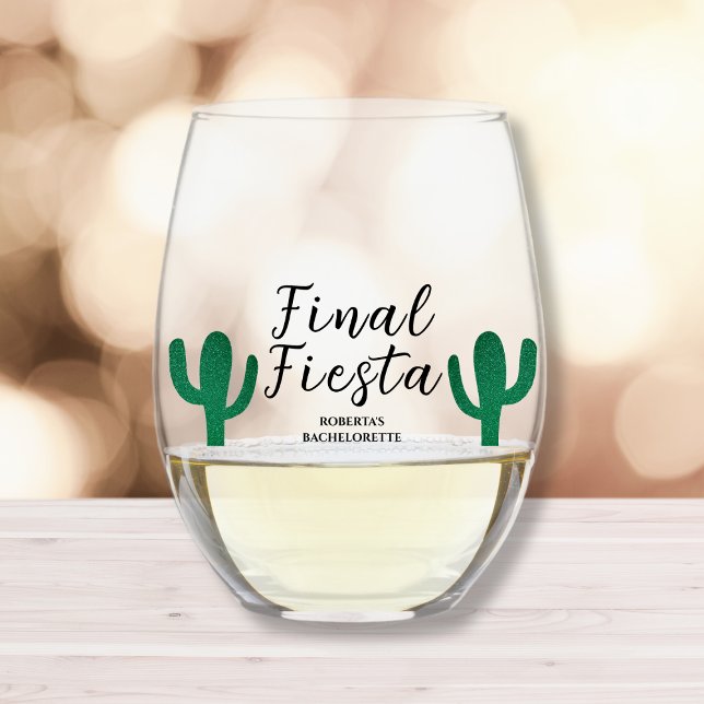 Vaso De Vino Final Fiesta Cactus Bachelorette Party Favor (final fiesta bachelorette party favor wine glass cactus desert girls weekend)