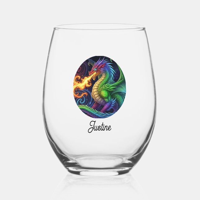Vaso De Vino Fire Breathing Dragon Personalized (Anverso)