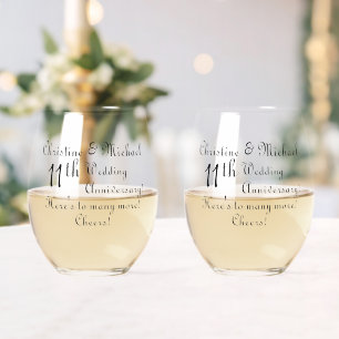 Vaso De Vino Firma del 11° Aniversario del Boda de Acero