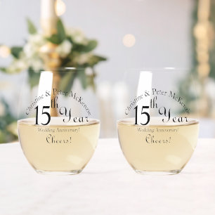 Vaso De Vino Firma del 15° aniversario de Crystal-Boda