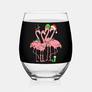 Vaso De Vino Flamingo Merry Christmas Funny Flamingo Lover Rega