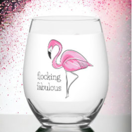 Vaso De Vino Flamingo rosa Flocking Fabulous Chica Night