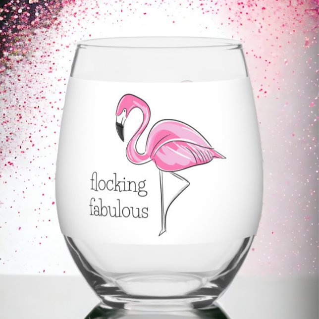 Vaso De Vino Flamingo rosa Flocking Fabulous Chica Night (Subido por el creador)