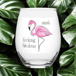 Vaso De Vino Flamingo rosa Flocking Fabulous Chica Nocturno Nom