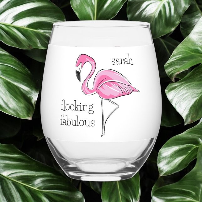Vaso De Vino Flamingo rosa Flocking Fabulous Chica Nocturno Nom (Subido por el creador)