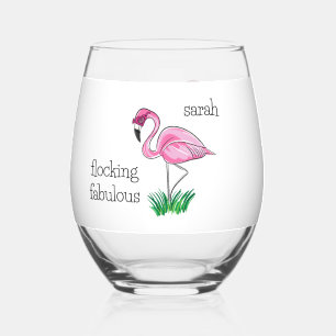 Vaso De Vino Flamingo rosa Flocking Fabulous Pink Glass Name